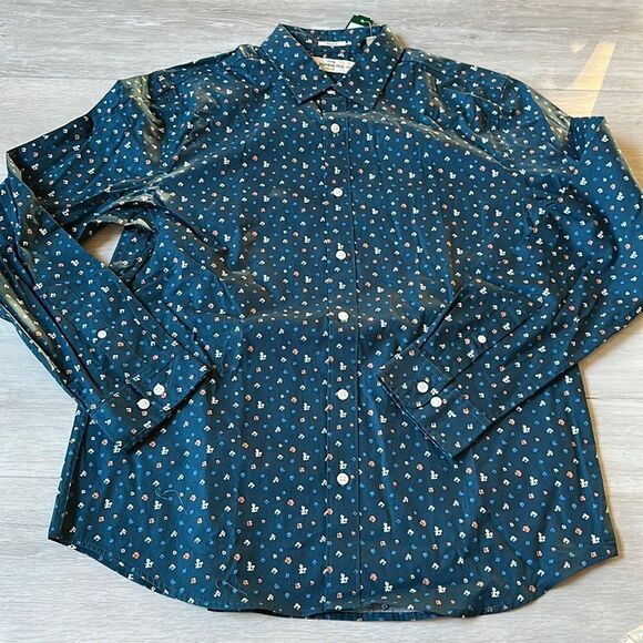 Hawker Rye‎ Helsinki Stretch Poplin Blue Shirt Stitch Fix Size M Stitch Fix NWT - Picture 4 of 4